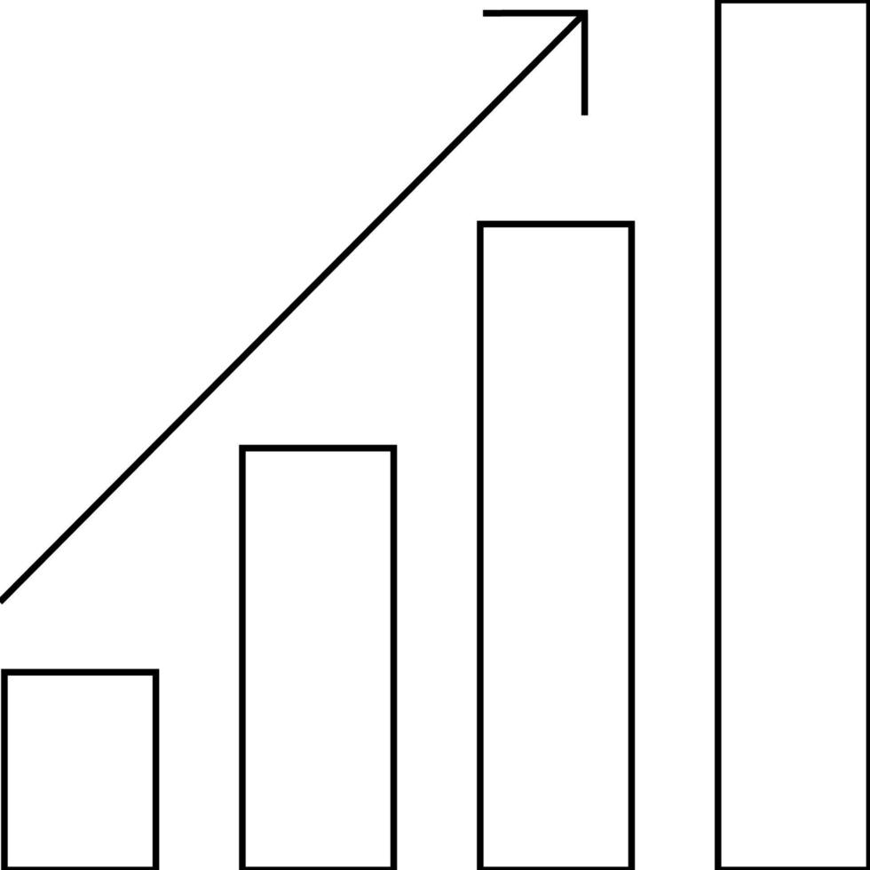 graphique vers le haut icône plate mince ligne avec traits modifiables. vecteur