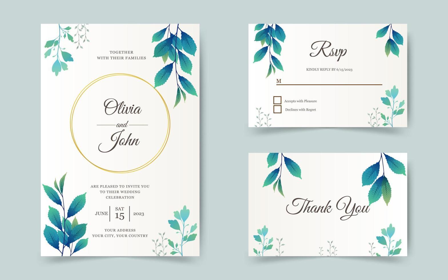 faire-part de mariage ou carte de voeux avec un beau design floral. vecteur