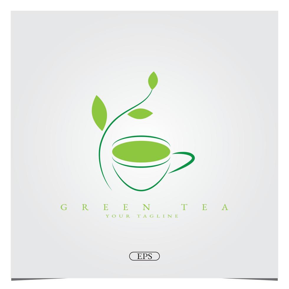 thé vert logo premium modèle élégant vecteur eps 10