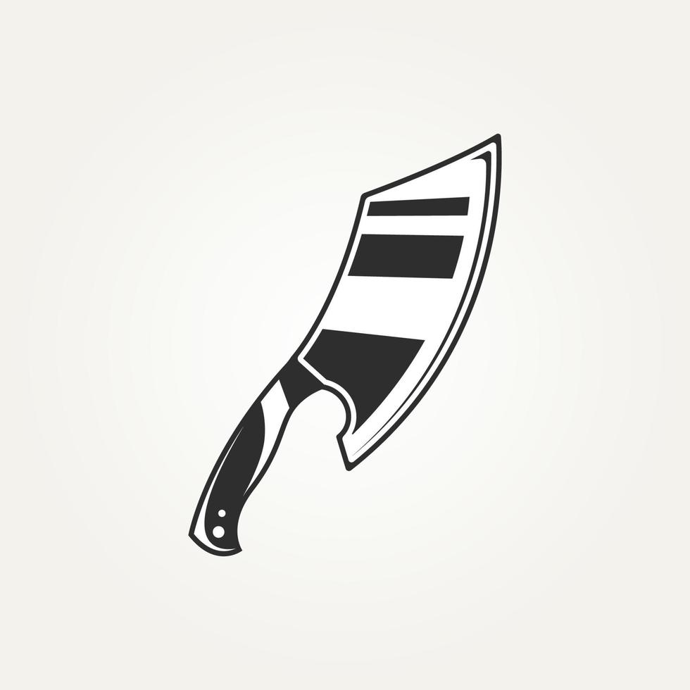 symbole d'icône de logo de couteau de couperet isolé vintage vecteur