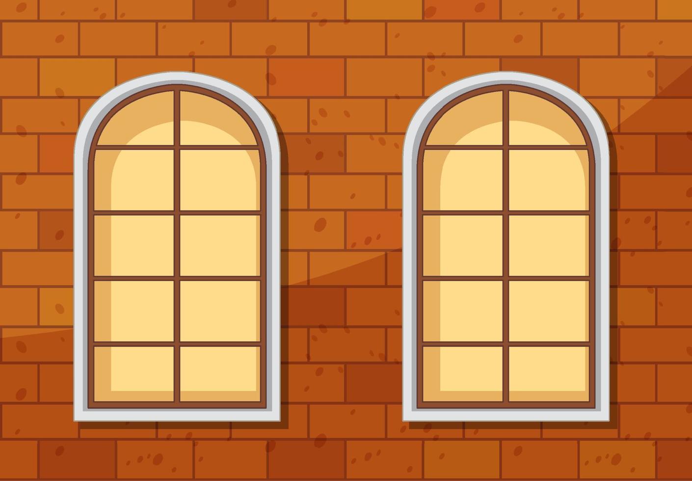 fenêtres sur mur de briques en style cartoon vecteur