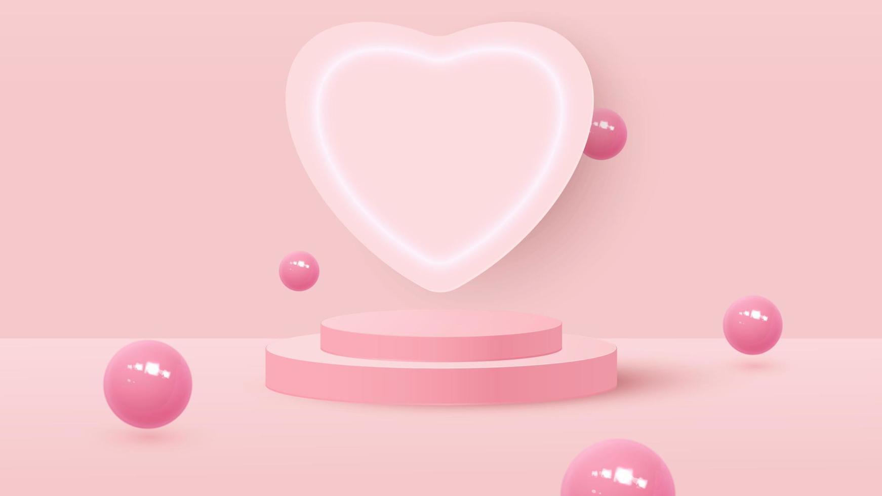 Rendu 3d de l'arrière-plan ou de la texture des étapes pastel de la Saint-Valentin d'amour rose. arrière-plans de podium ou de piédestal pastel clair. illustration vectorielle vecteur