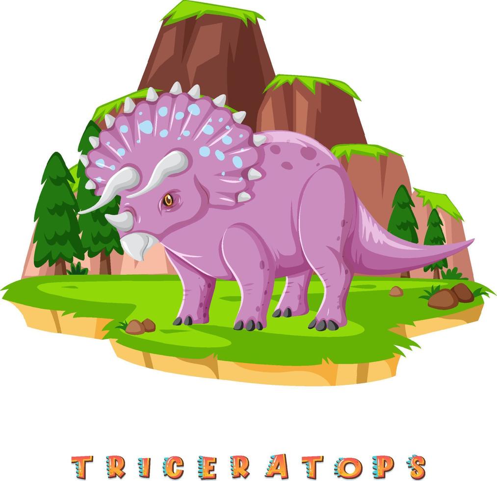 wordcard dinosaure pour tricératops vecteur