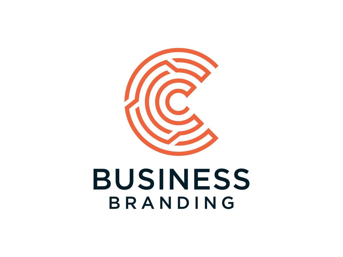 logo abstrait de la lettre initiale c. style de ligne orange isolé sur fond blanc. utilisable pour les logos commerciaux et technologiques. élément de modèle de conception de logo vectoriel plat.