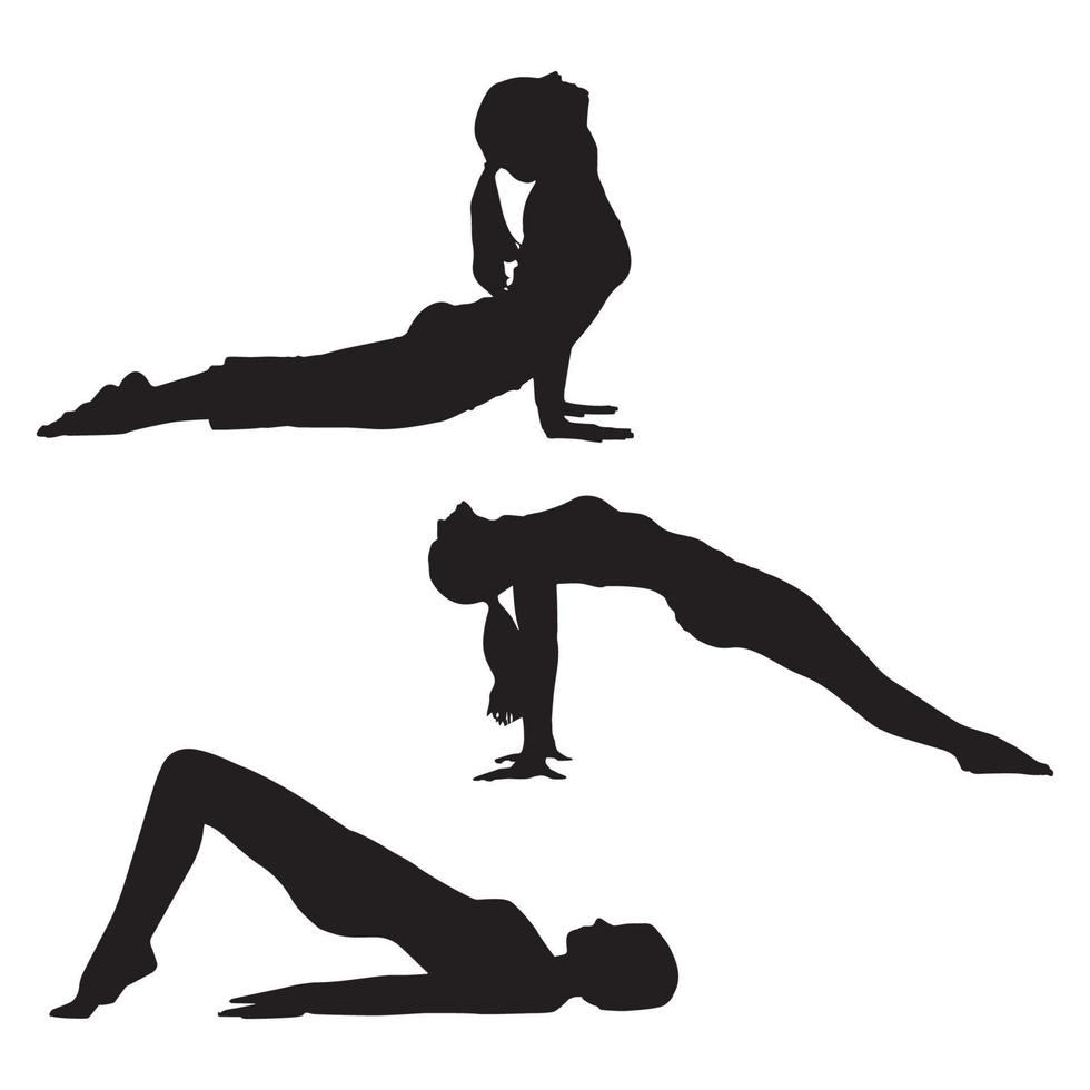 femme, yoga, gymnase, fitness, silhouette vecteur