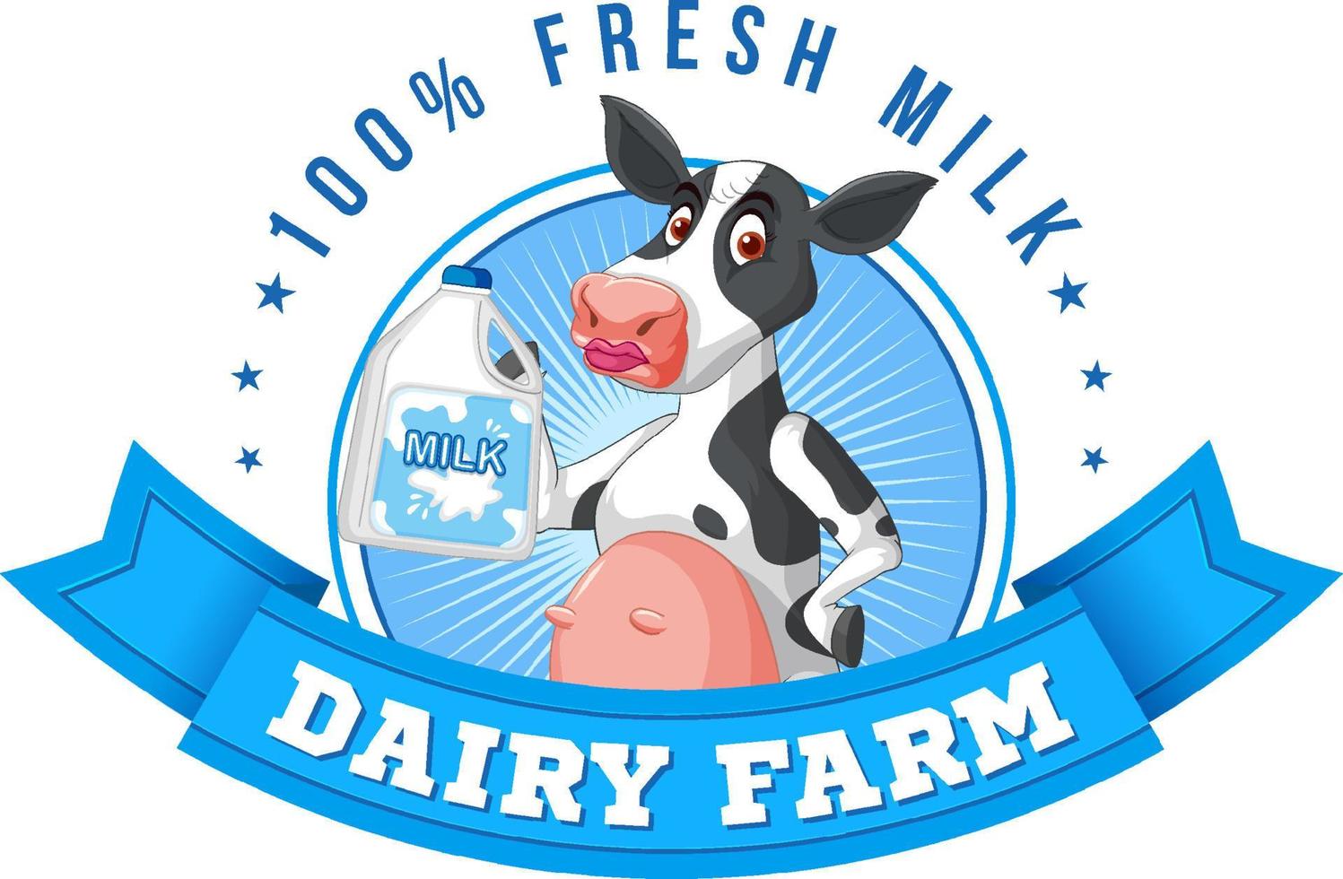 une vache avec une étiquette de ferme laitière vecteur