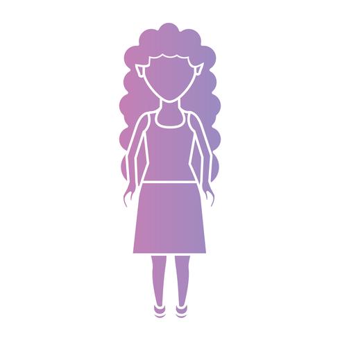 femme silhouette avec conception de coiffure et de vêtements vecteur