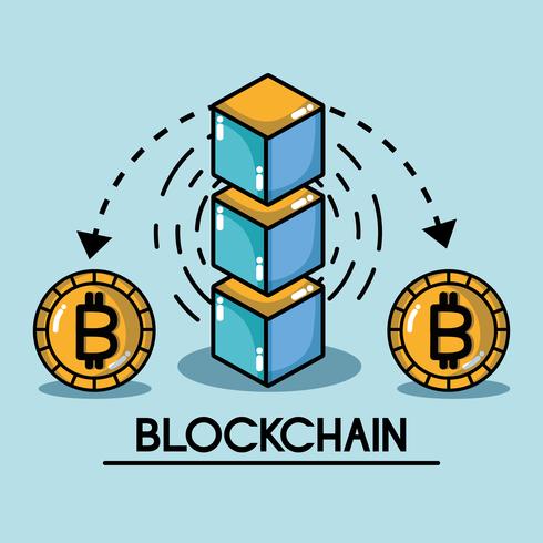 technologie de sécurité numérique cubes blockchain vecteur