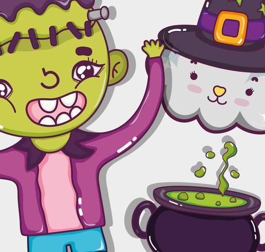Halloween et dessins animés pour enfants vecteur