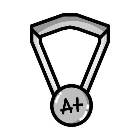 symbole de la médaille d&#39;école en niveaux de gris pour étudiant intelligent vecteur