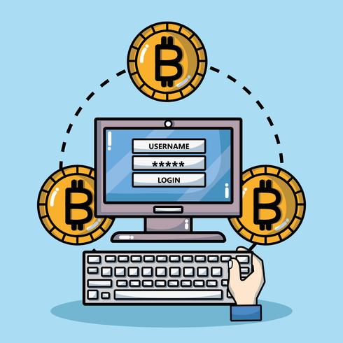 Bitcoin technologie de sécurité de l&#39;argent numérique vecteur