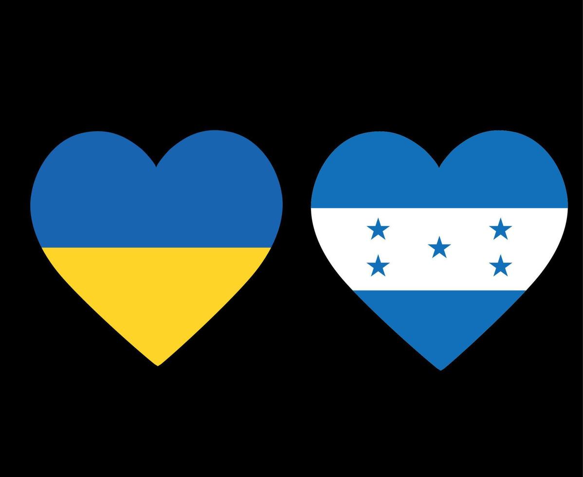 drapeaux de l'ukraine et du honduras emblème national de l'europe et de l'amérique du nord icônes de coeur illustration vectorielle élément de conception abstraite vecteur