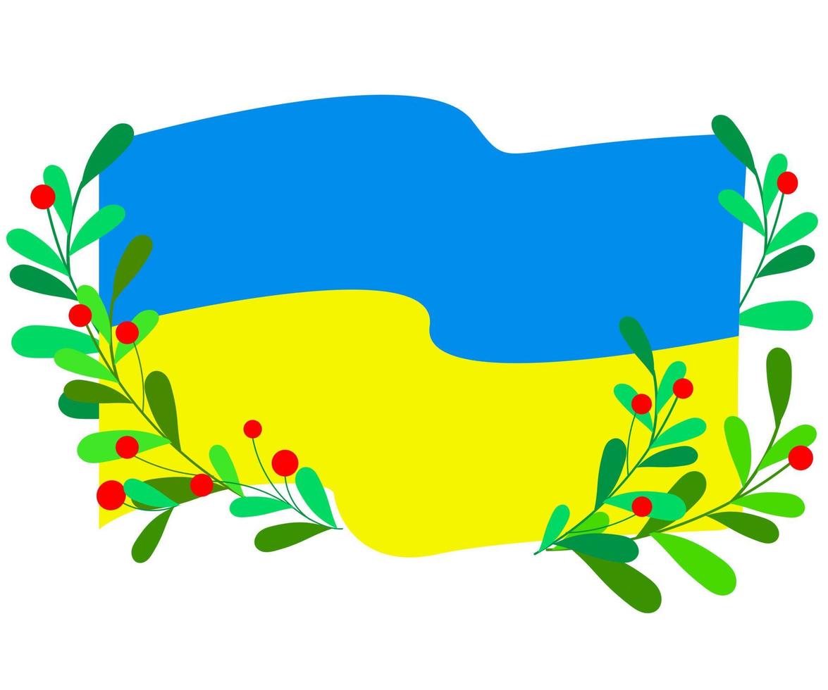 drapeau ukrainien avec des brindilles vecteur