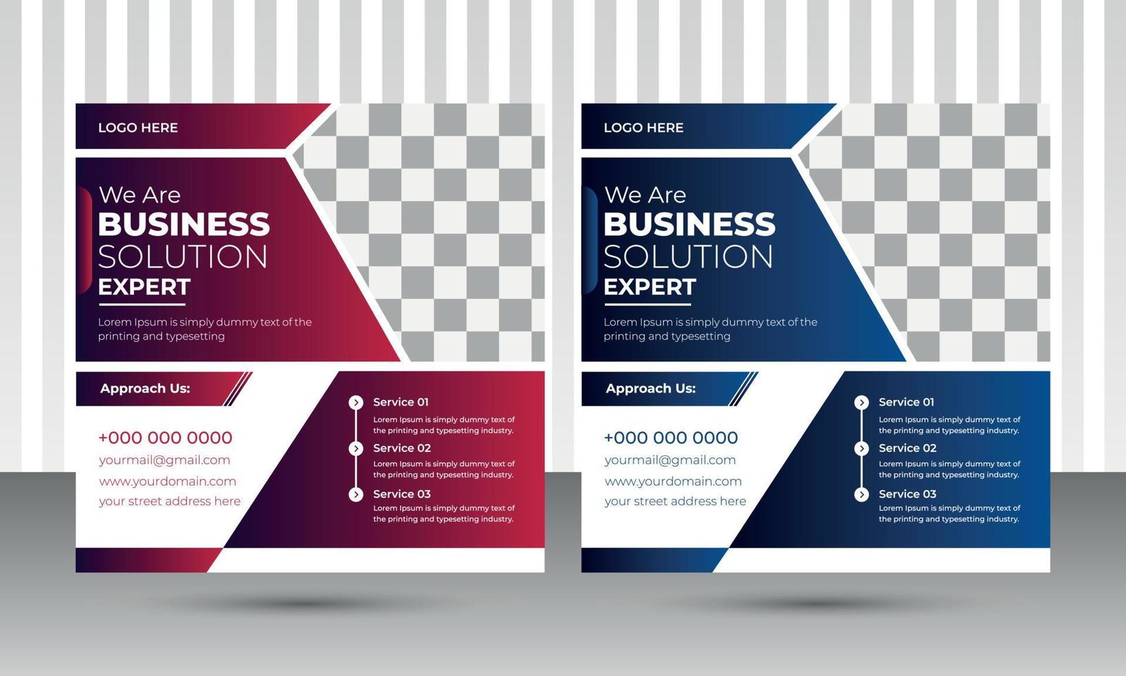 modèle de conception de publication de médias sociaux d'entreprise d'agence commerciale avec deux styles de couleur luxueux dégradés différents violet et bleu vecteur