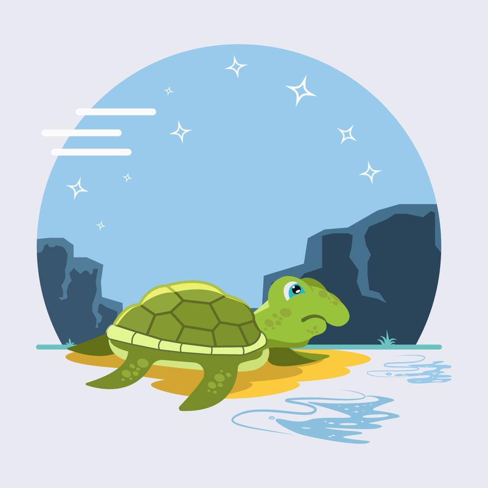 illustration de vecteur de dessin animé mignon tortue