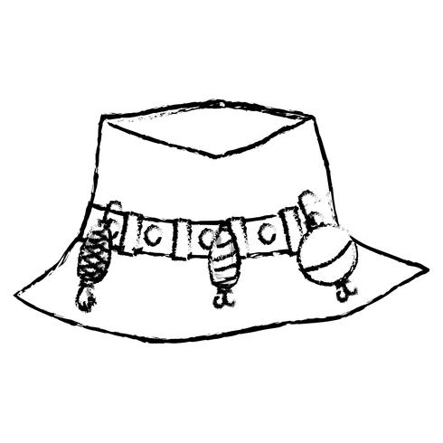 figure chapeau de paysan pêchant objet, à Warker vecteur
