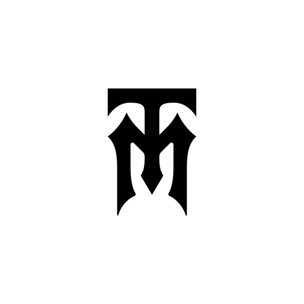 lettre artistique tm logo initial avec style médiéval vecteur