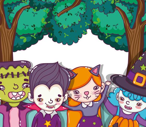 Halloween et dessins animés pour enfants vecteur