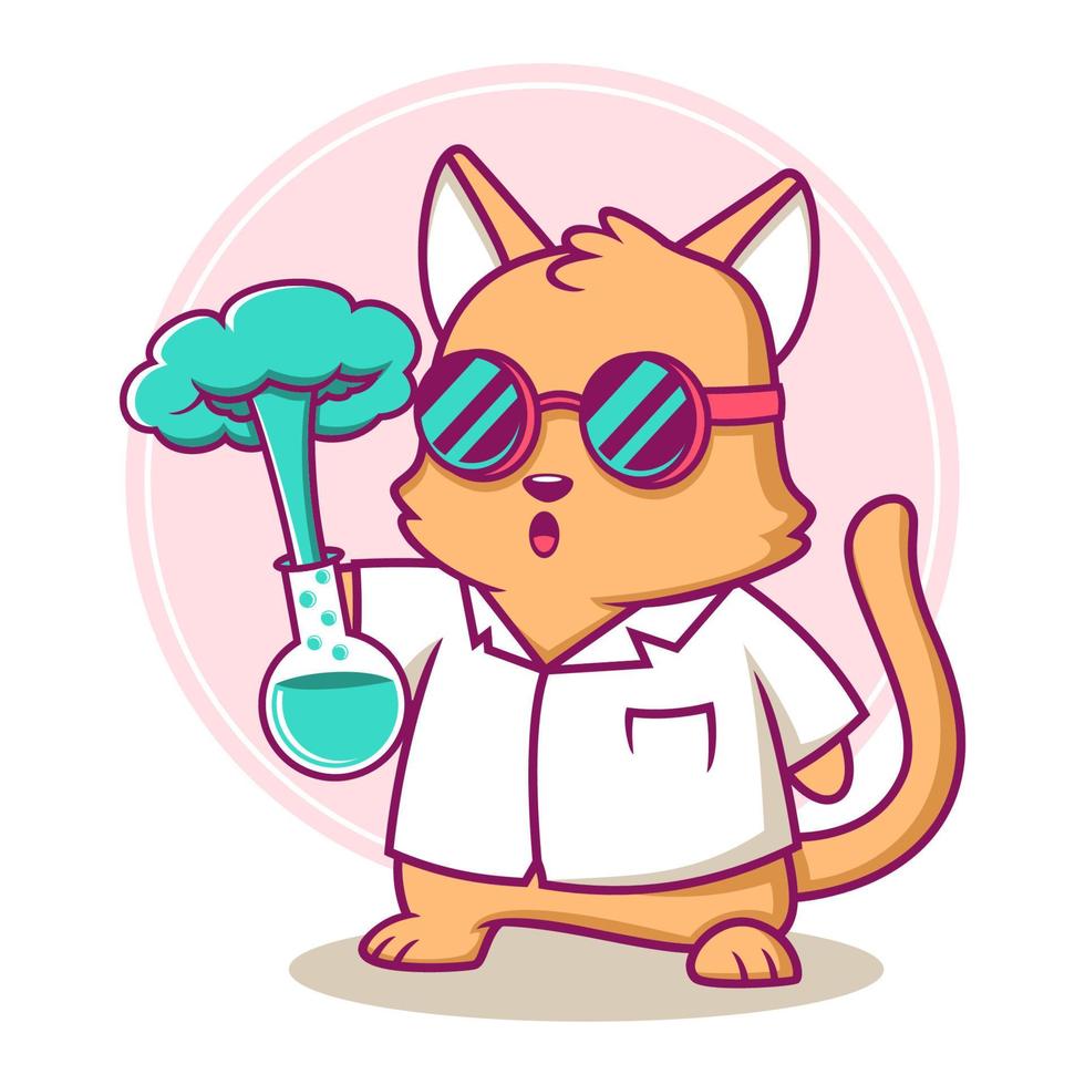 illustration de dessin animé scientifique chat mignon vecteur
