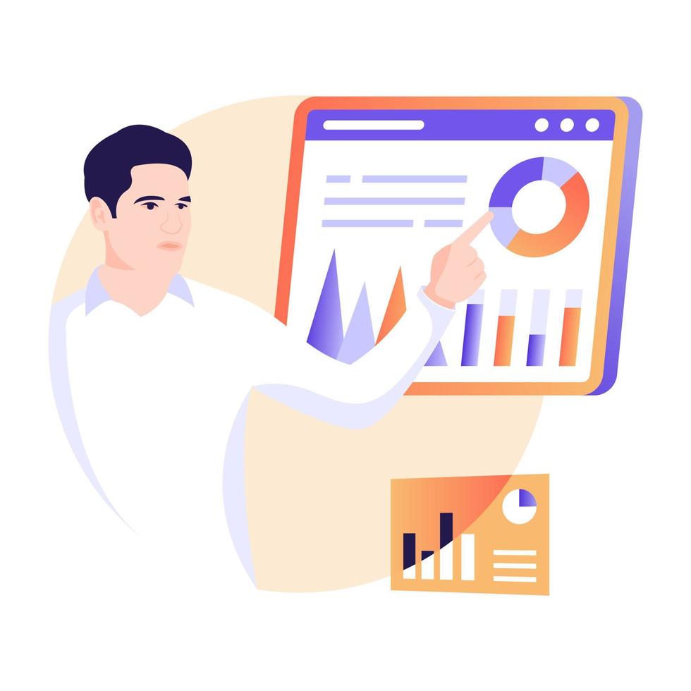 l'illustration plate de l'analyse en ligne est prête pour une utilisation premium vecteur