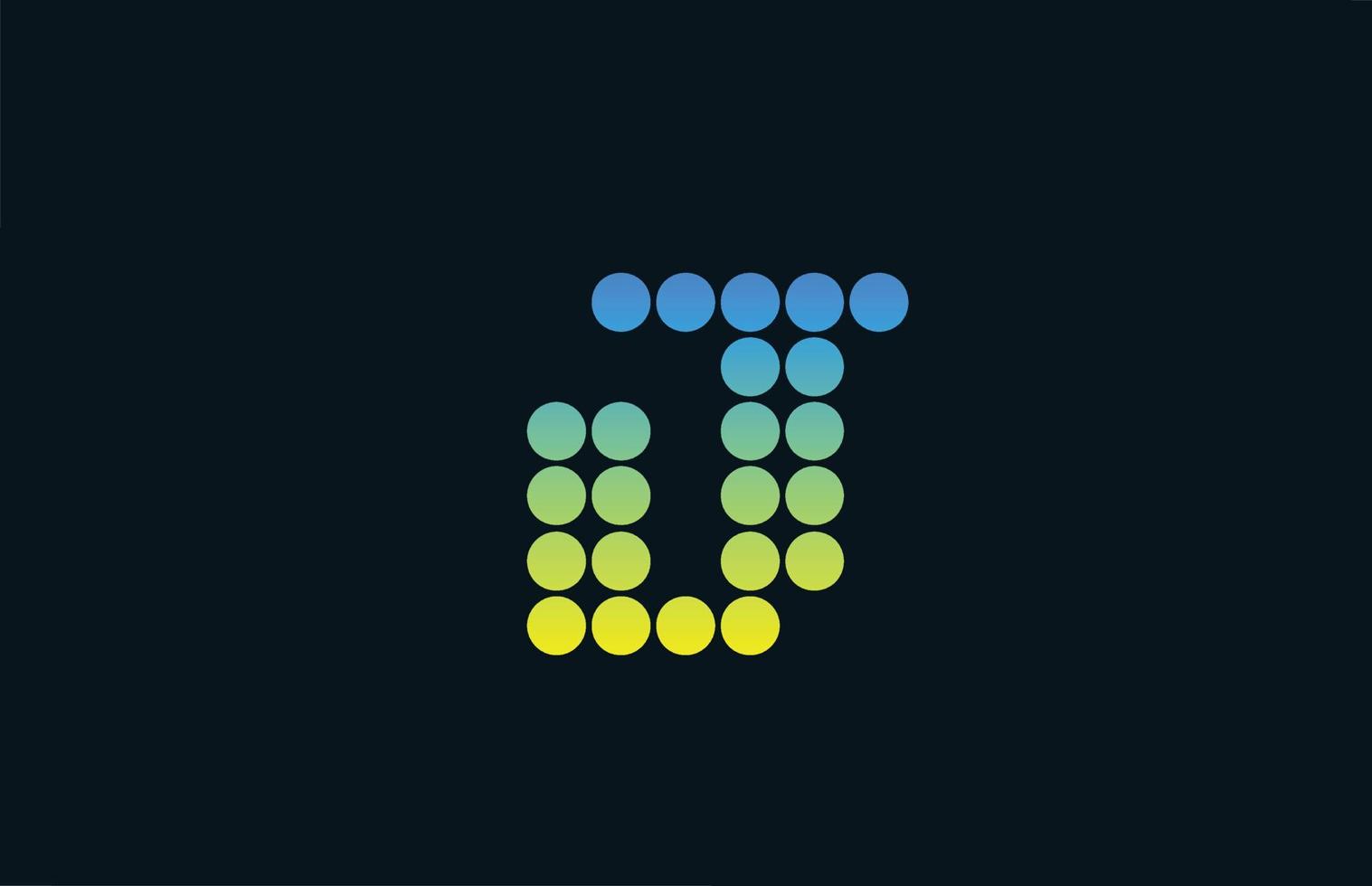 point j vert jaune lettre alphabet logo icône design. modèle créatif pour les entreprises et les entreprises vecteur