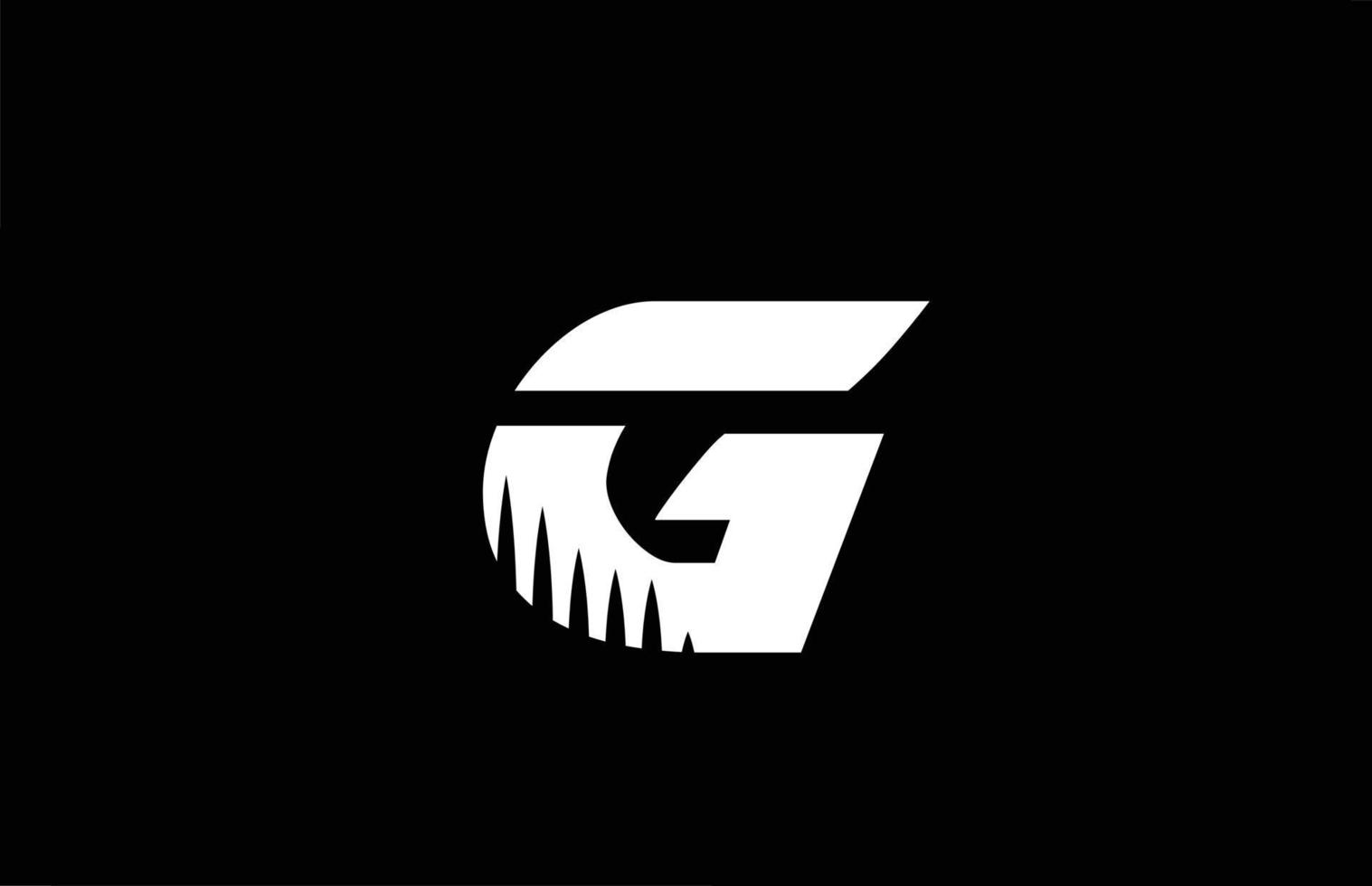 g icône de logo de lettre d'alphabet noir et blanc avec la conception de pointes. modèle créatif pour entreprise et entreprise vecteur