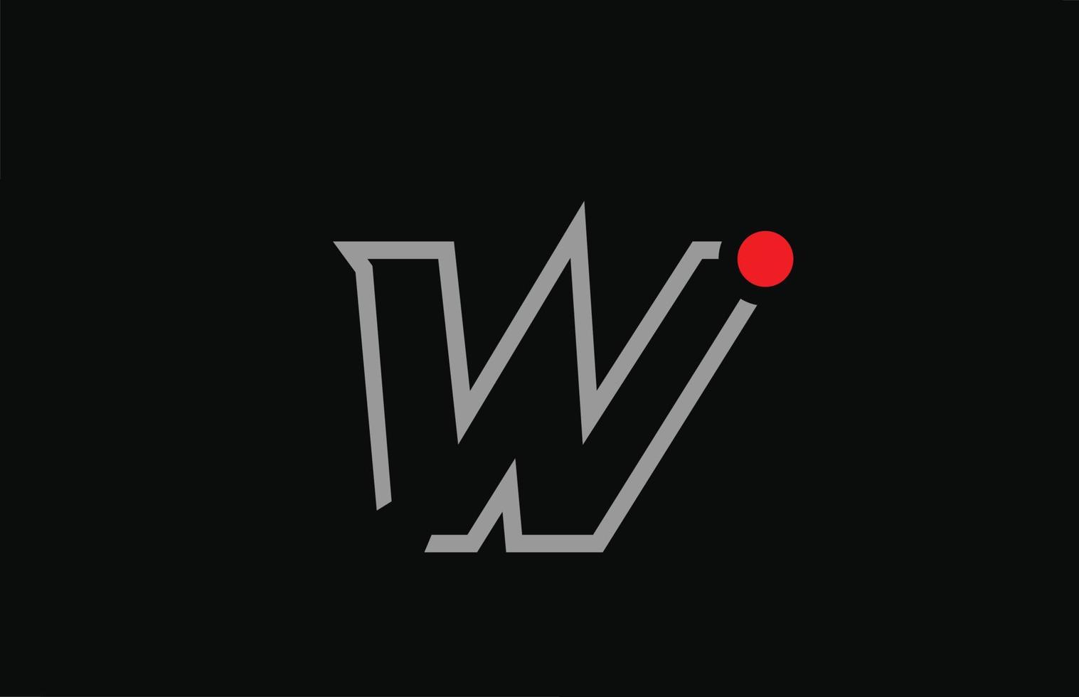 w création d'icône de logo de lettre alphabet noir et blanc avec point rouge. modèle créatif pour entreprise et entreprise vecteur