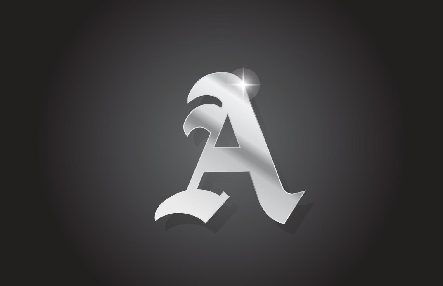 une création d'icône logo lettre alphabet gris vintage. modèle créatif pour entreprise avec style métal vecteur
