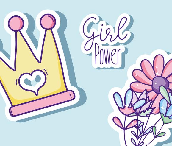 Girl power dessins animés mignons vecteur