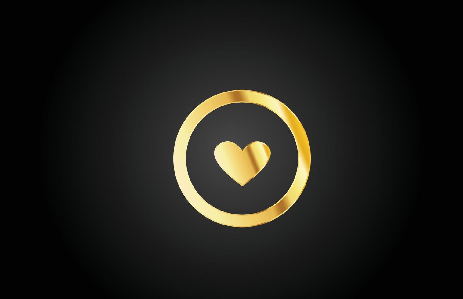 conception d'icône de logo de lettre d'alphabet de coeur d'or d'or d'or d'amour. modèle créatif pour entreprise ou entreprise vecteur
