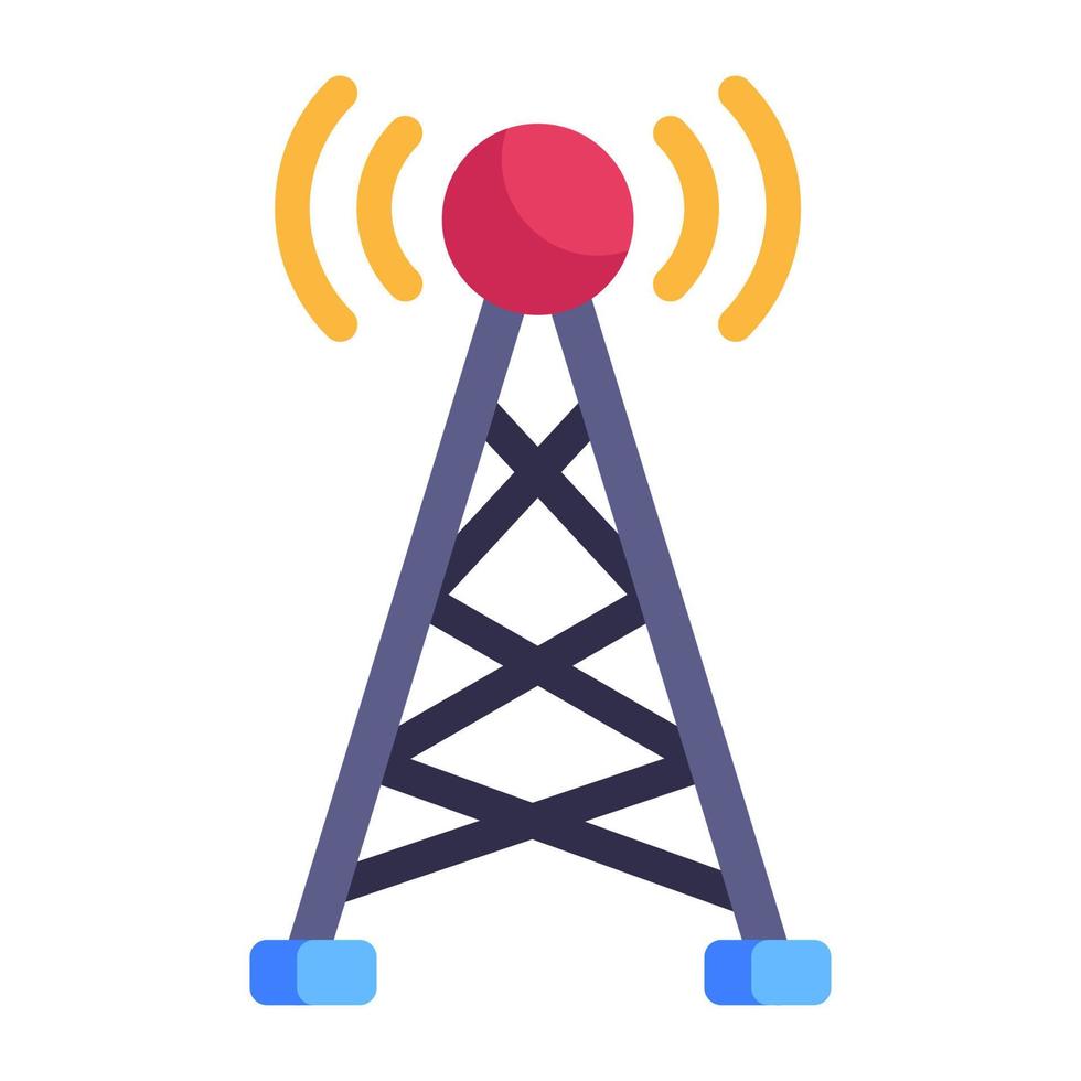 antenne de communication, icône de style plat de la tour de signal vecteur