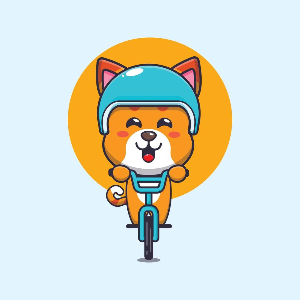 personnage de dessin animé de mascotte de chat mignon à vélo vecteur