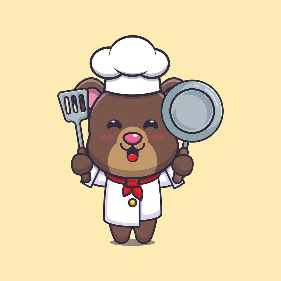 personnage de dessin animé mignon ours chef mascotte vecteur