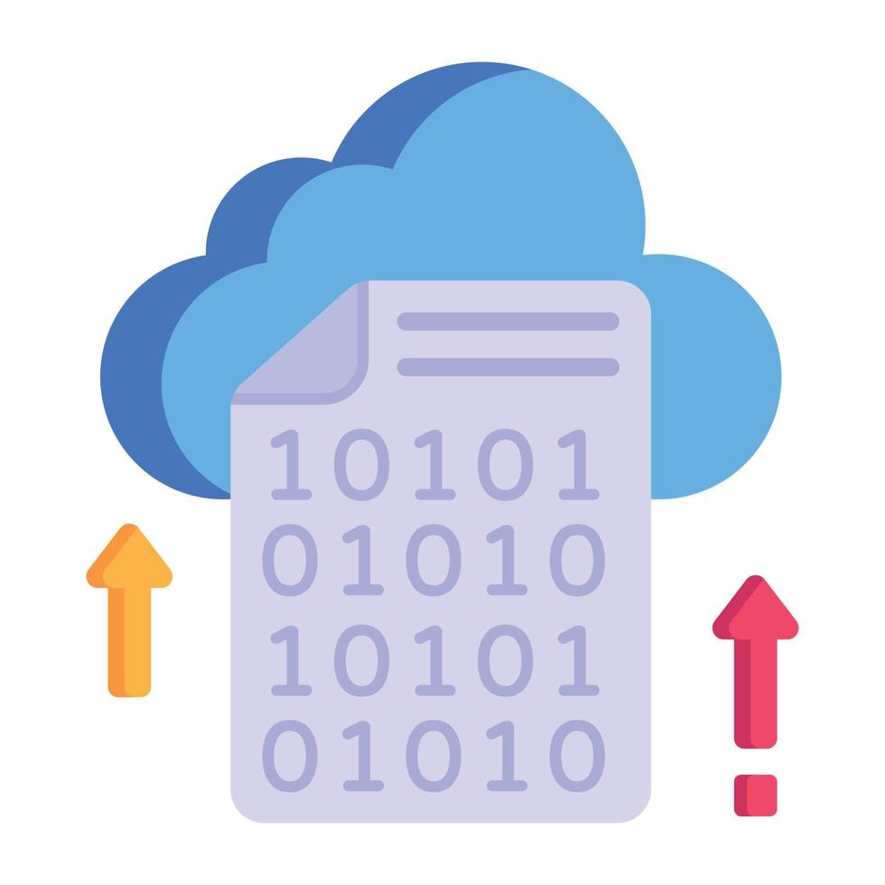nuage mobile, icône plate du stockage binaire vecteur