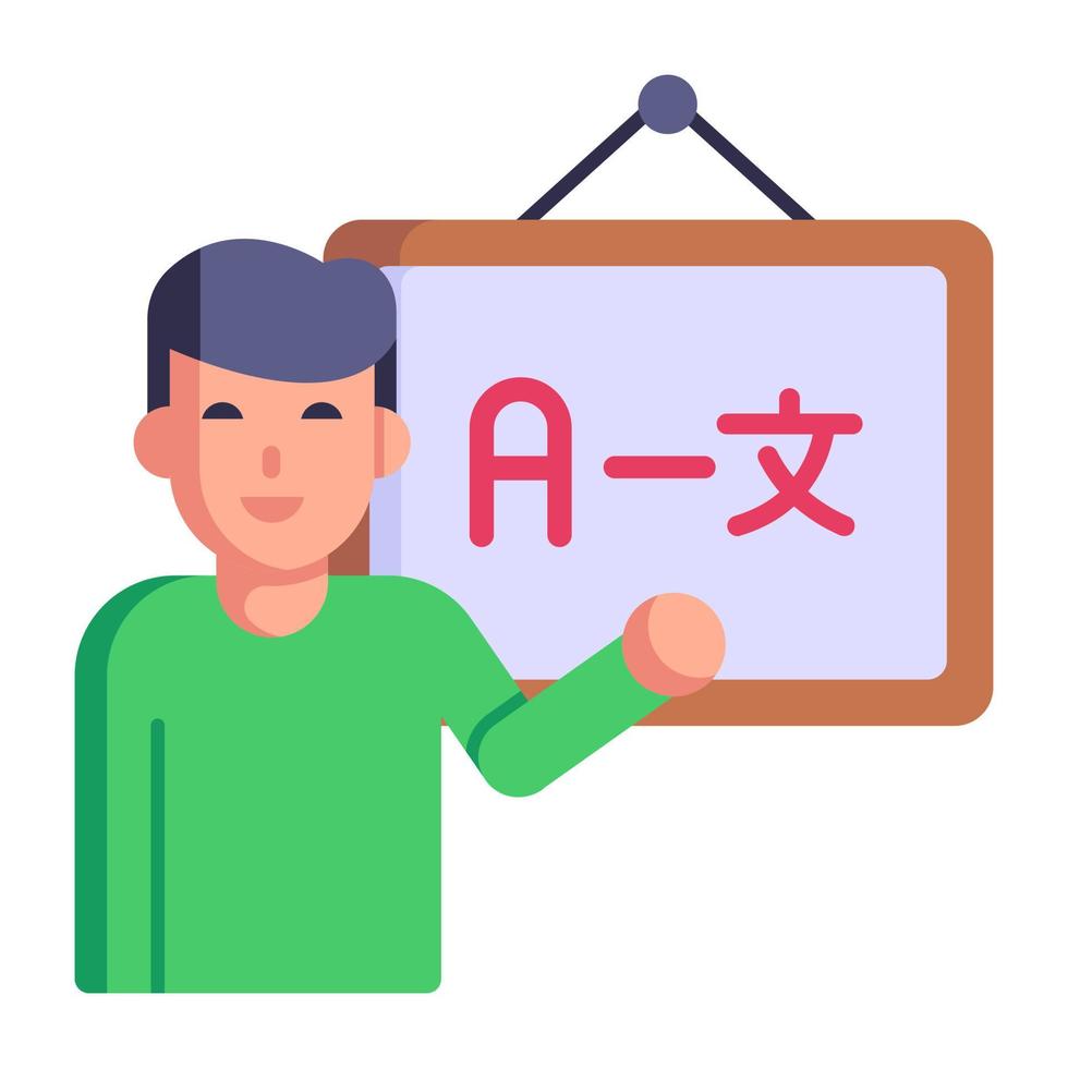 icône plate de tuteur de langue, vecteur modifiable