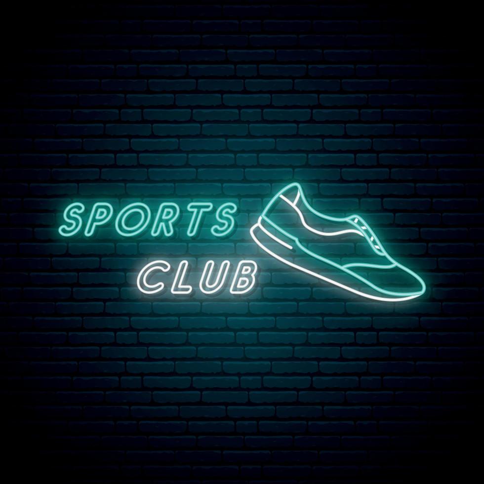 enseigne lumineuse au néon du club de sport. vecteur