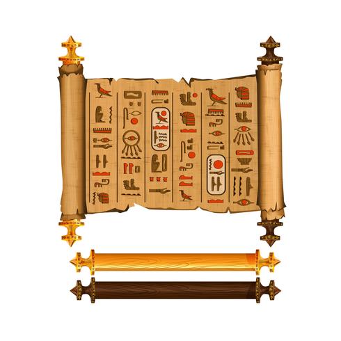 Vecteur de dessin animé de rouleau d&#39;Égypte antique papyrus
