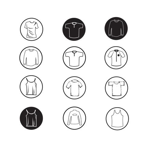 Ensemble de vêtements chemise et T-shirt Icon Clothing icons vecteur