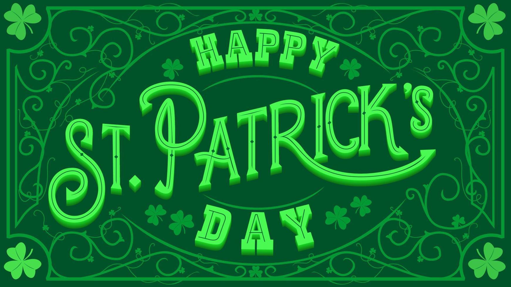 joyeux jour de la saint-patrick typographie rétro vintage sur fond vert. st. le jour de patrick. bordure de décoration florale de trèfle à feuilles de trèfle. typographie. illustration vectorielle. vecteur