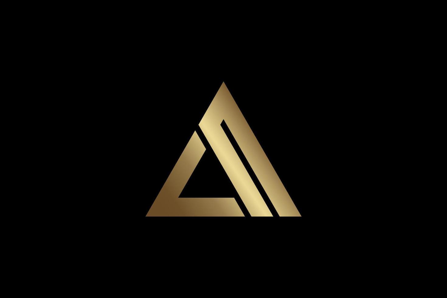 logo abstrait triangle doré vecteur