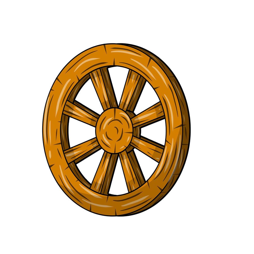 vieilles roues de charrette en bois. détail marron du wagon avec des fissures. vecteur
