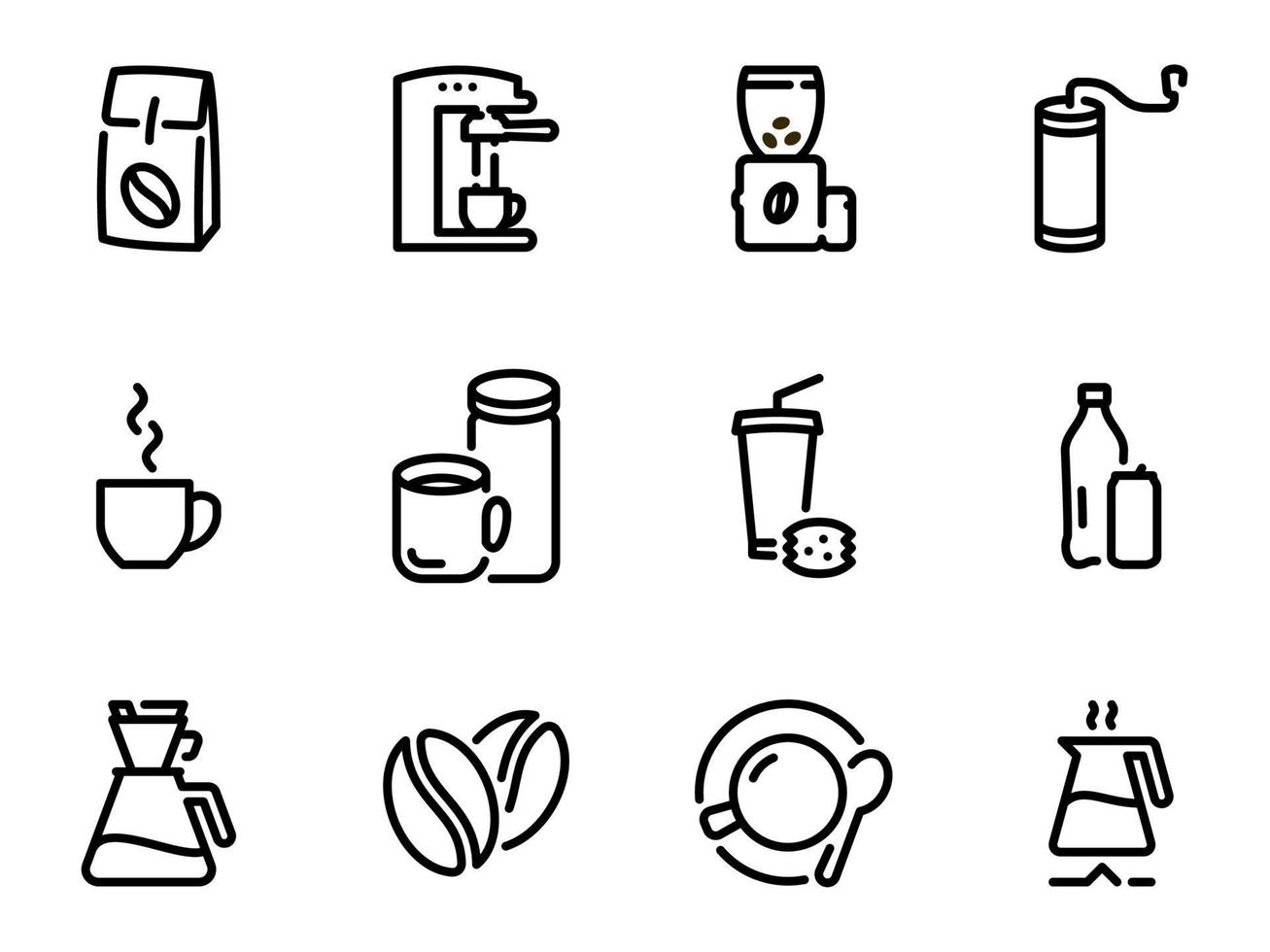 icônes vectorielles simples. illustration plate sur un thème préparant du café aromatique vecteur