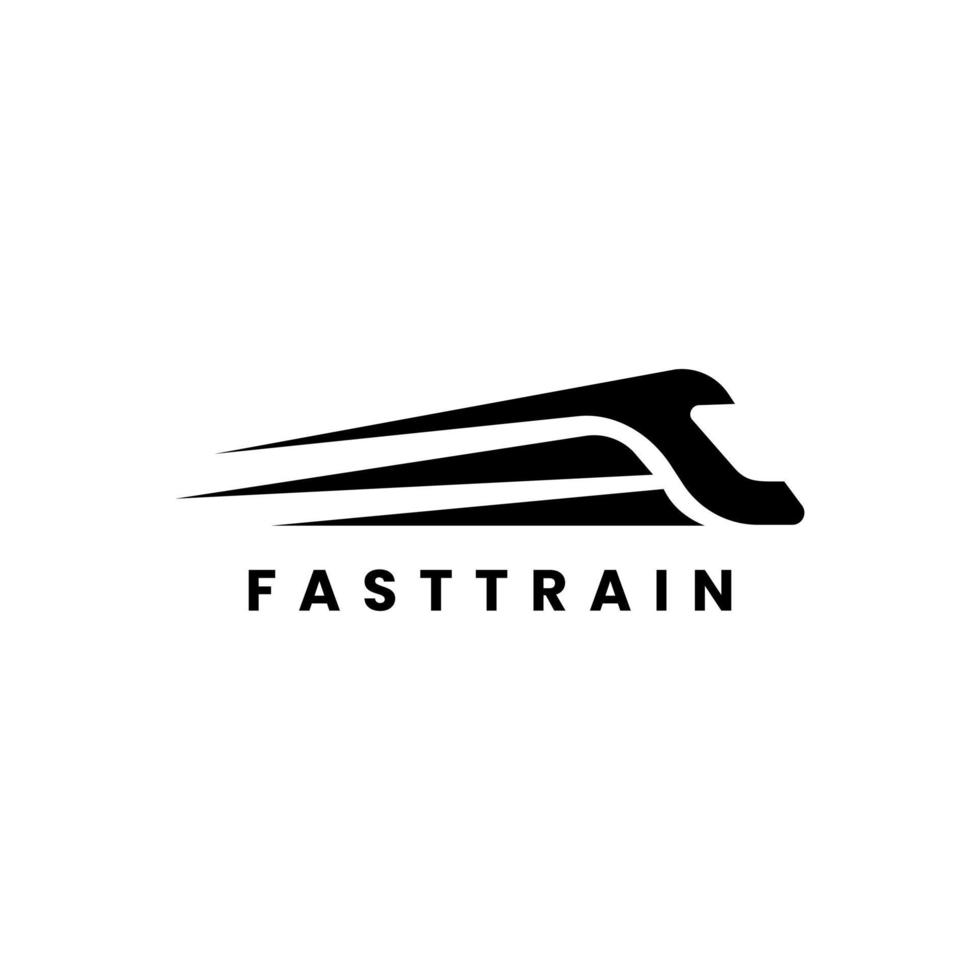 modèle de logo noir et blanc, symbole, icône avec image de train rapide. vecteur