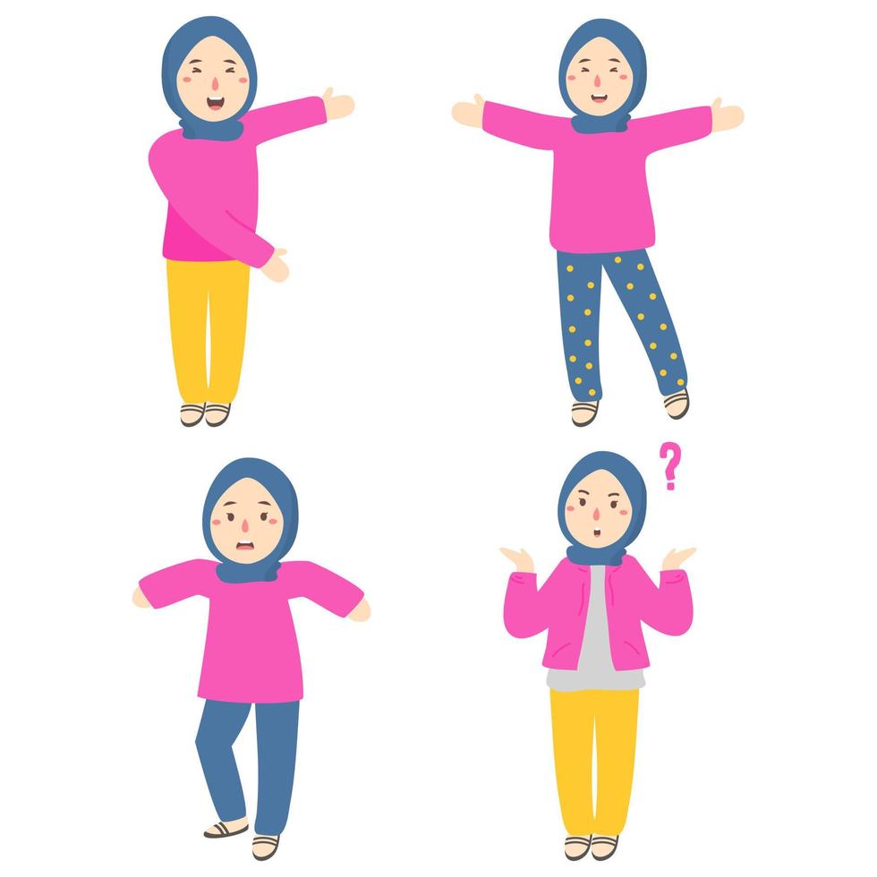 illustration de jeunes femmes musulmanes portant le hijab dans différents styles vecteur