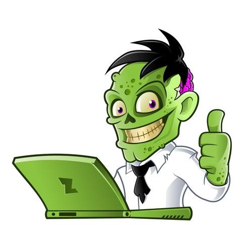 Zombie avec ordinateur portable vecteur