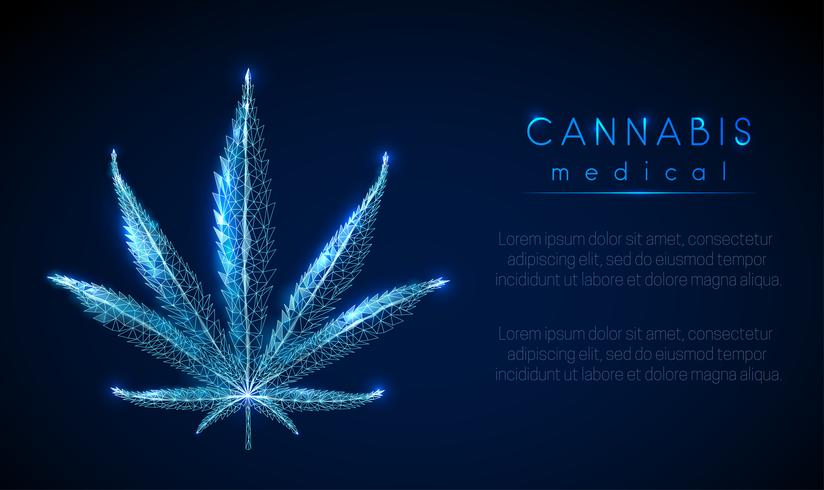 Cannabis médical. Feuille de marihuana. Design de style low poly. vecteur