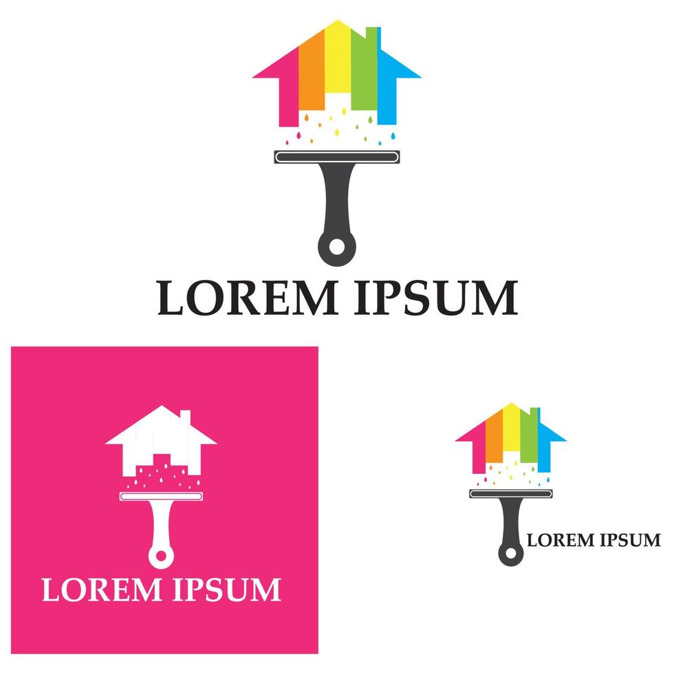 modèle de conception de logo d'icône vectorielle de service de peinture de maison colorée vecteur