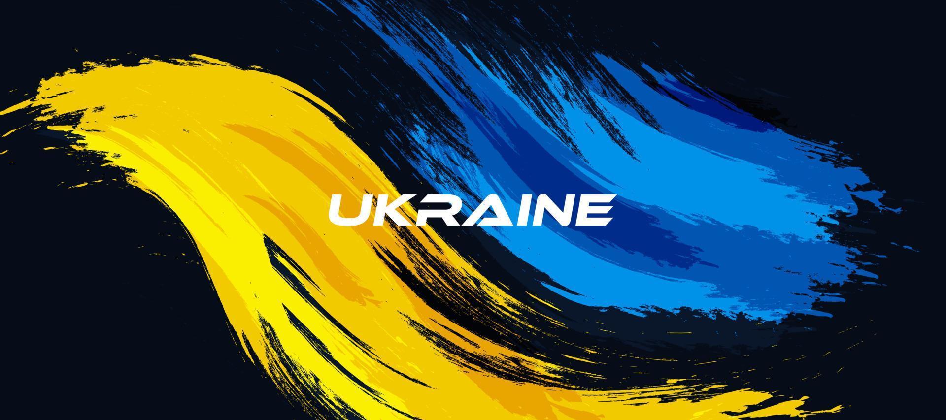 drapeau de l'ukraine avec concept de brosse. drapeau de l'ukraine dans le style grunge. priez pour l'Ukraine. pinceau peint à la main drapeau du pays ukraine vecteur