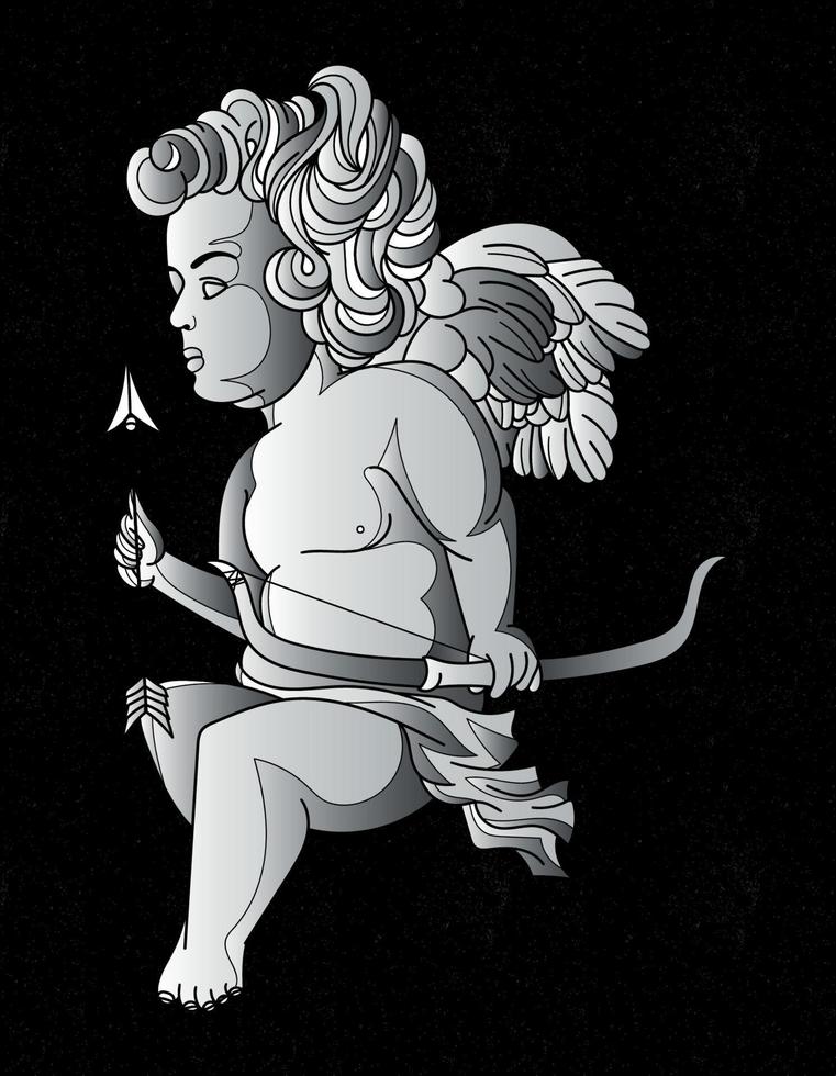 tatouage esthétique ange cupidon vecteur
