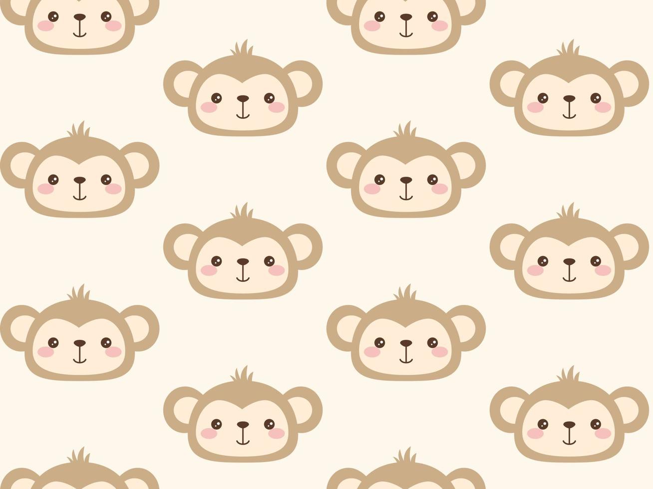 motif vectoriel de tête de singe mignon. arrière-plan transparent kawaii dans un style graphique et plat.